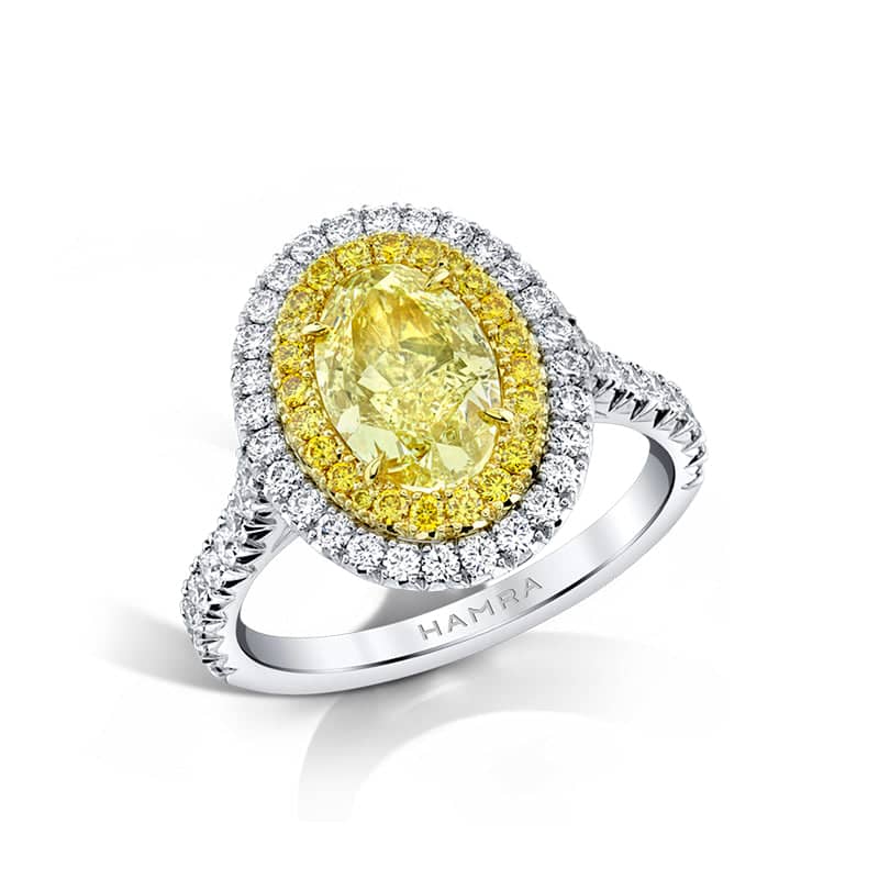 Oval Shaped Yellow Diamond Ring