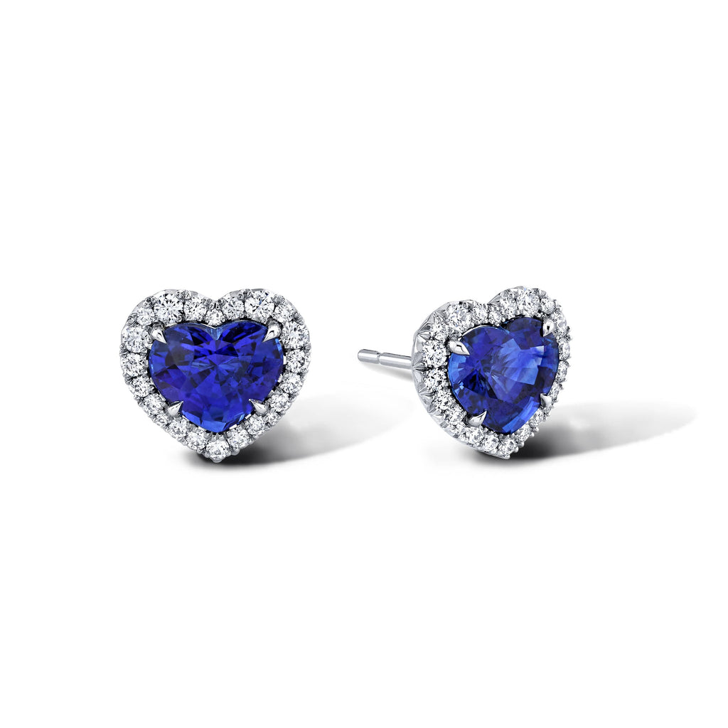 Sapphire & Diamond Heart Earrings