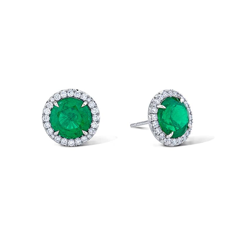 Emerald & Diamond Stud Earrings