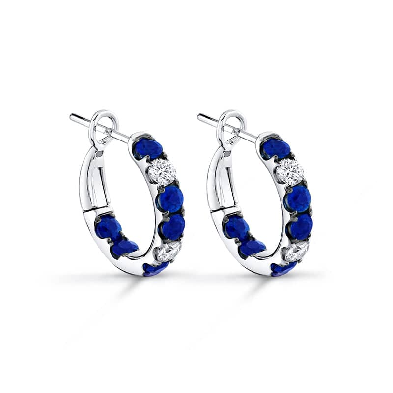 Sapphire & Diamond Hoop Earrings