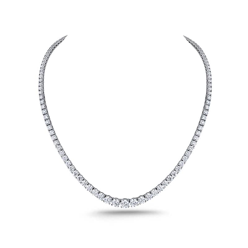 4 CT. T.W. Certified Lab-Created Diamond Graduated Riviera Necklace in 10K  White Gold (F/SI2) – 17