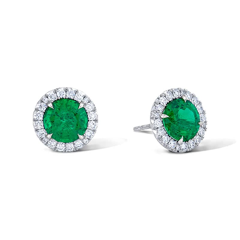 Emerald & Diamond Stud Earrings