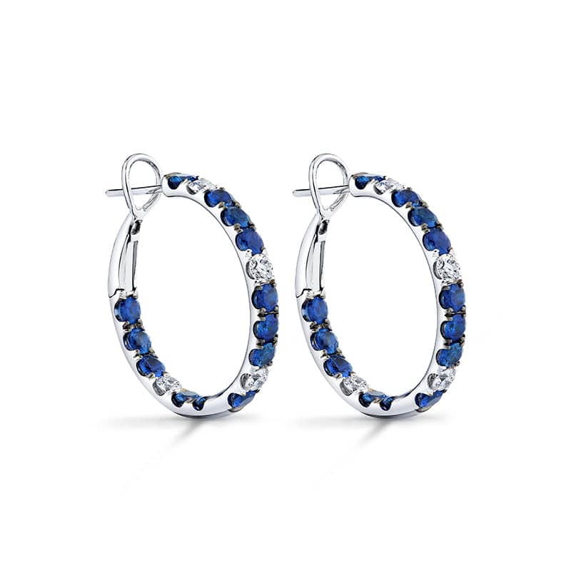 Sapphire & Diamond Hoop Earrings