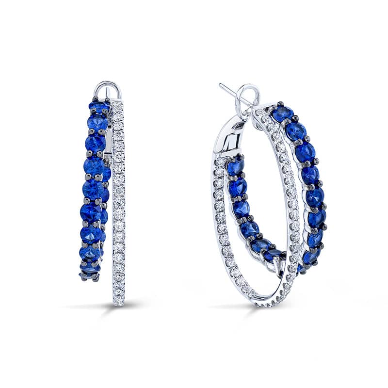 Sapphire and diamond hoops Clearance