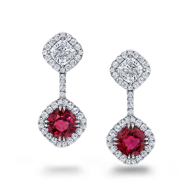 Ruby & Diamond Drop Earrings