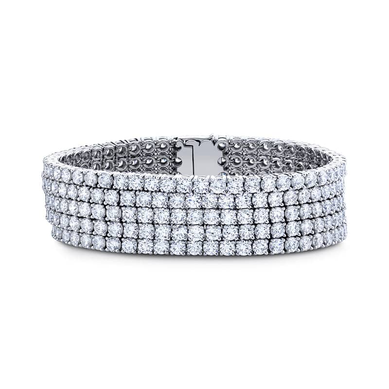 1 Row Solitaire Round Cut 5 CT Diamond Tennis Bracelet 14K White Gold 7  Inches - JFL Diamonds & Timepieces