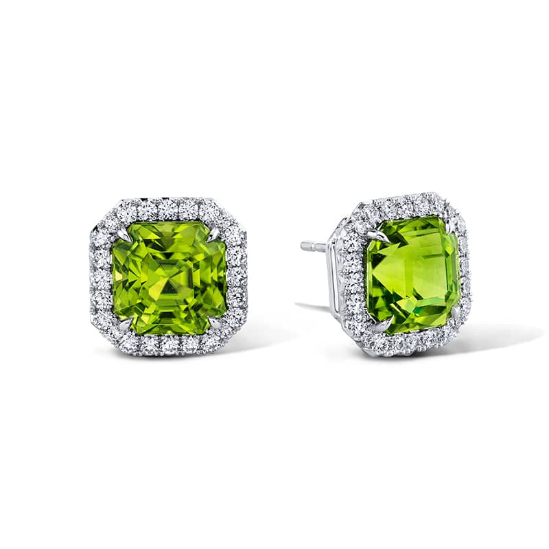 Peridot & Diamond Earrings