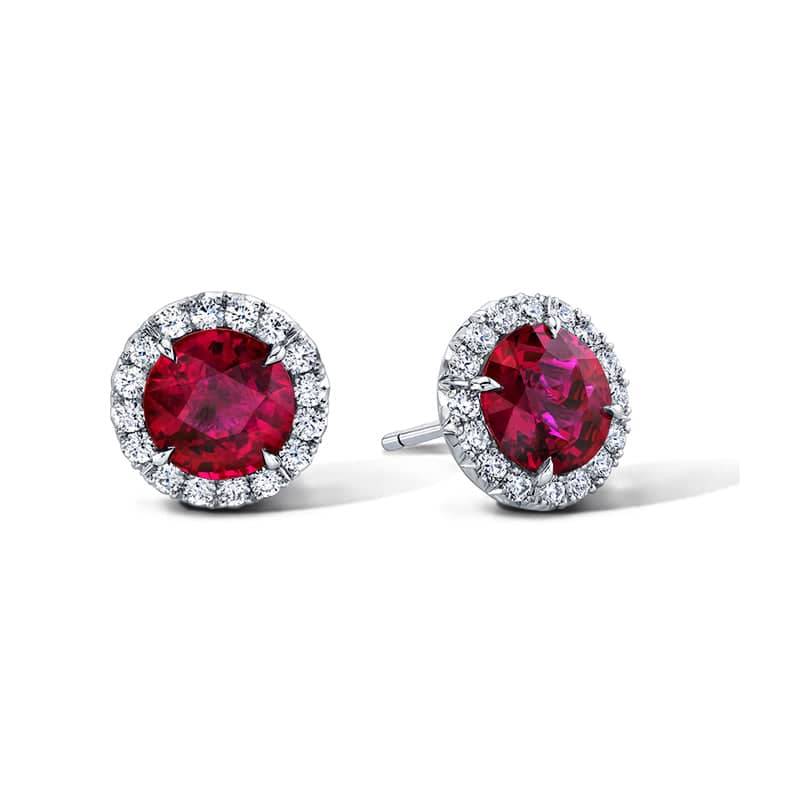 Ruby & Diamond Stud Earrings