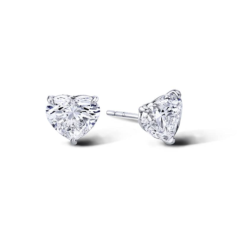 Heart Shaped Diamond Stud Earrings