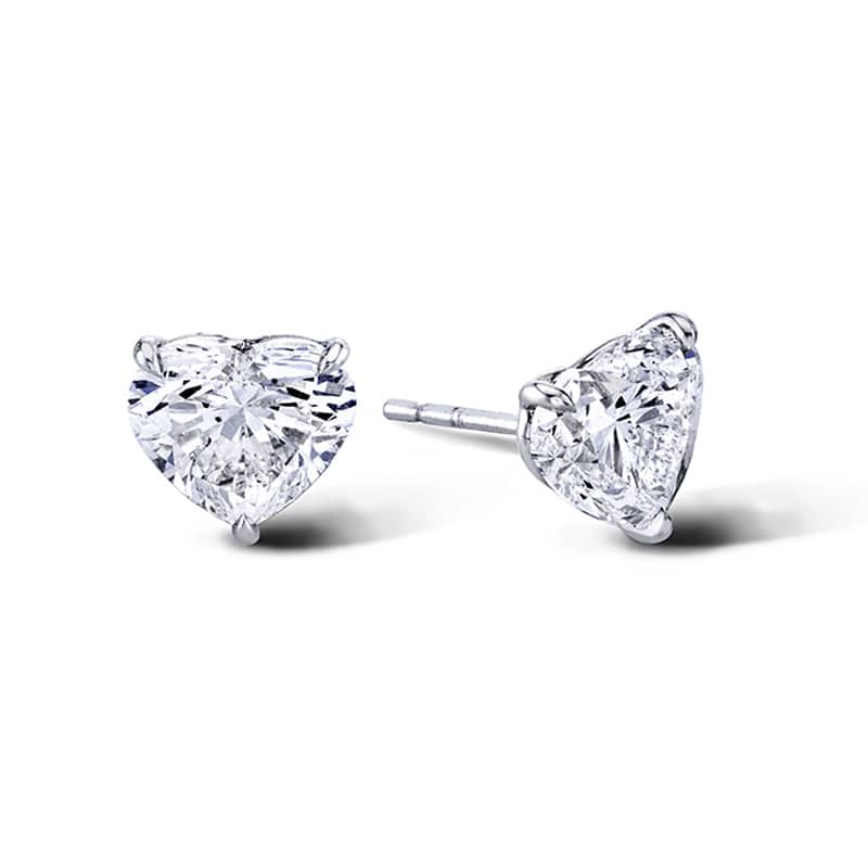 Heart Shaped Diamond Stud Earrings