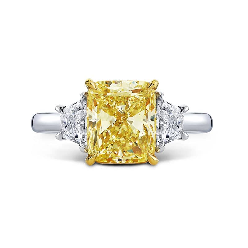 Fancy Yellow Cushion Cut Diamond Ring