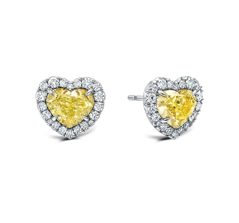 Yellow Diamond Heart Earrings