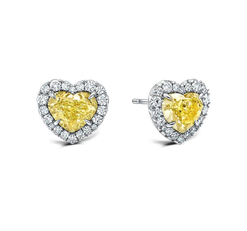 Yellow diamond heart earrings Clearance