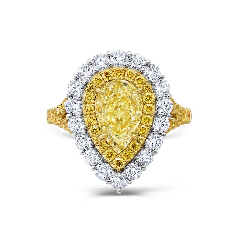 Fancy Yellow Pear Shaped Diamond Ring