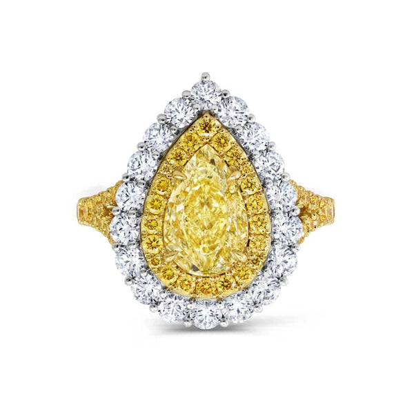Fancy Yellow Pear Shaped Diamond Ring