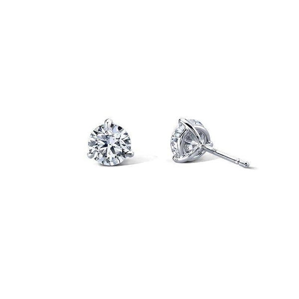 Stud earrings featuring 1.00 carat total weight in round brilliant cut diamonds set in platinum.