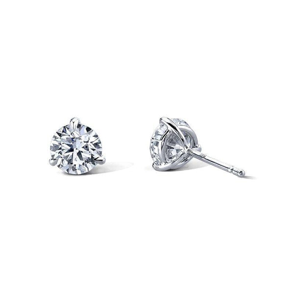 Stud earrings featuring 2.00 carats total weight in round brilliant cut diamonds set in platinum.