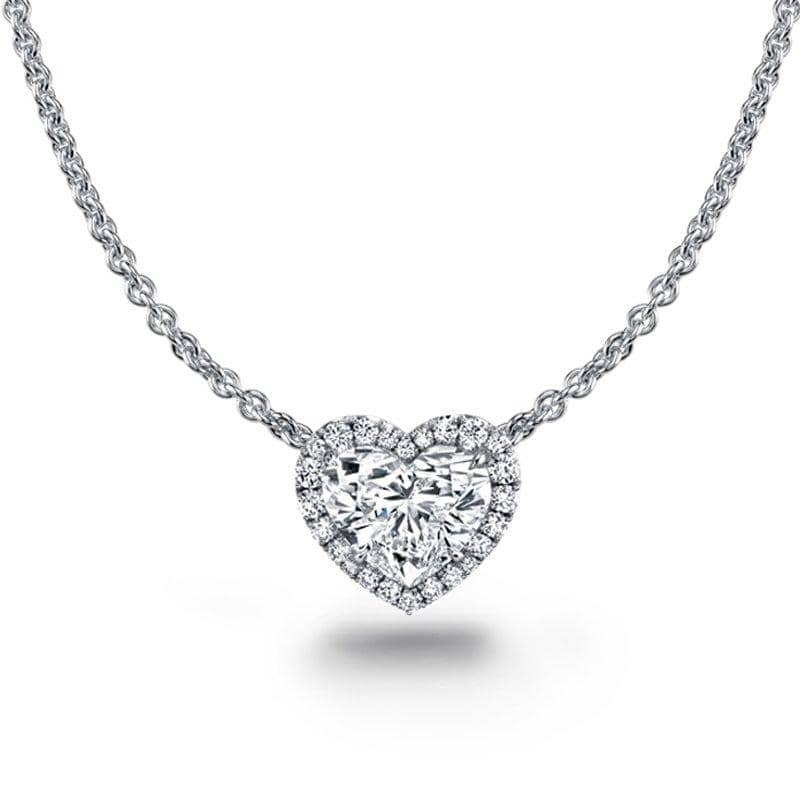Bezel Set Heart Shape Diamond Solitaire Necklace 14k Rose Gold - Necklaces  Jewelry Collections