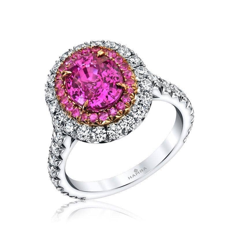 Pink Sapphire & Diamond Ring