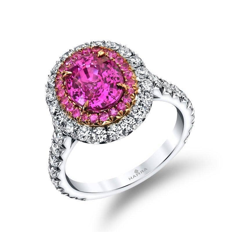 Pink Sapphire & Diamond Ring