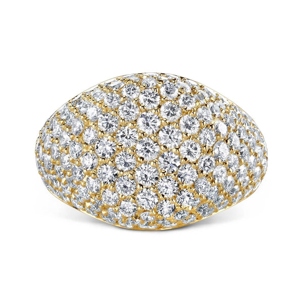 Custom made pinky ring featuring 2.02 carats total weight in pave' diamonds set in 18k yellow gold.