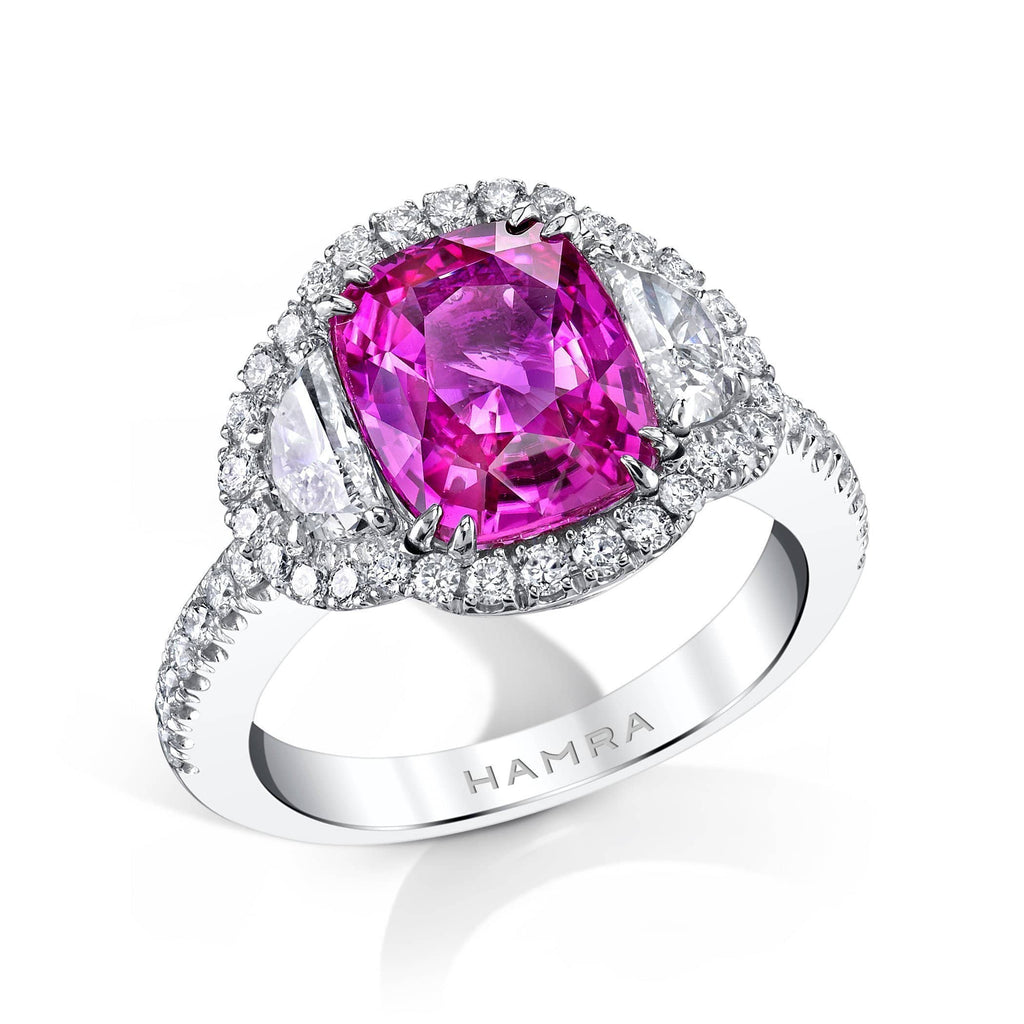 Custom Purple And Pink Sapphire And Diamond Engagement Ring