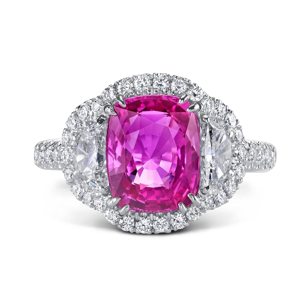 7.0mm Heart-Shaped Lab-Created Pink Sapphire, Black Spinel and Diamond  Accent Ring in Sterling Silver | Zales